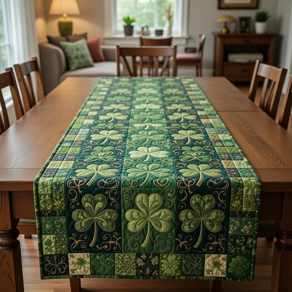 Irish Shamrock Quilted Table Runner Dinner Table Decor Saint Patrick's Day Gift Ideas