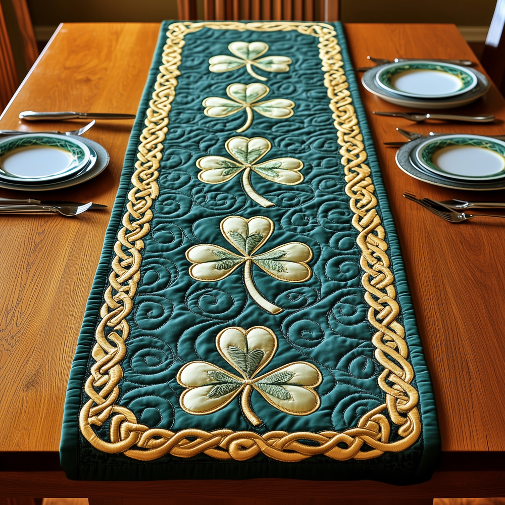 Irish Shamrock Quilted Table Runner Holiday Dining Table Decor St Patrick's Day Gifts For Friends