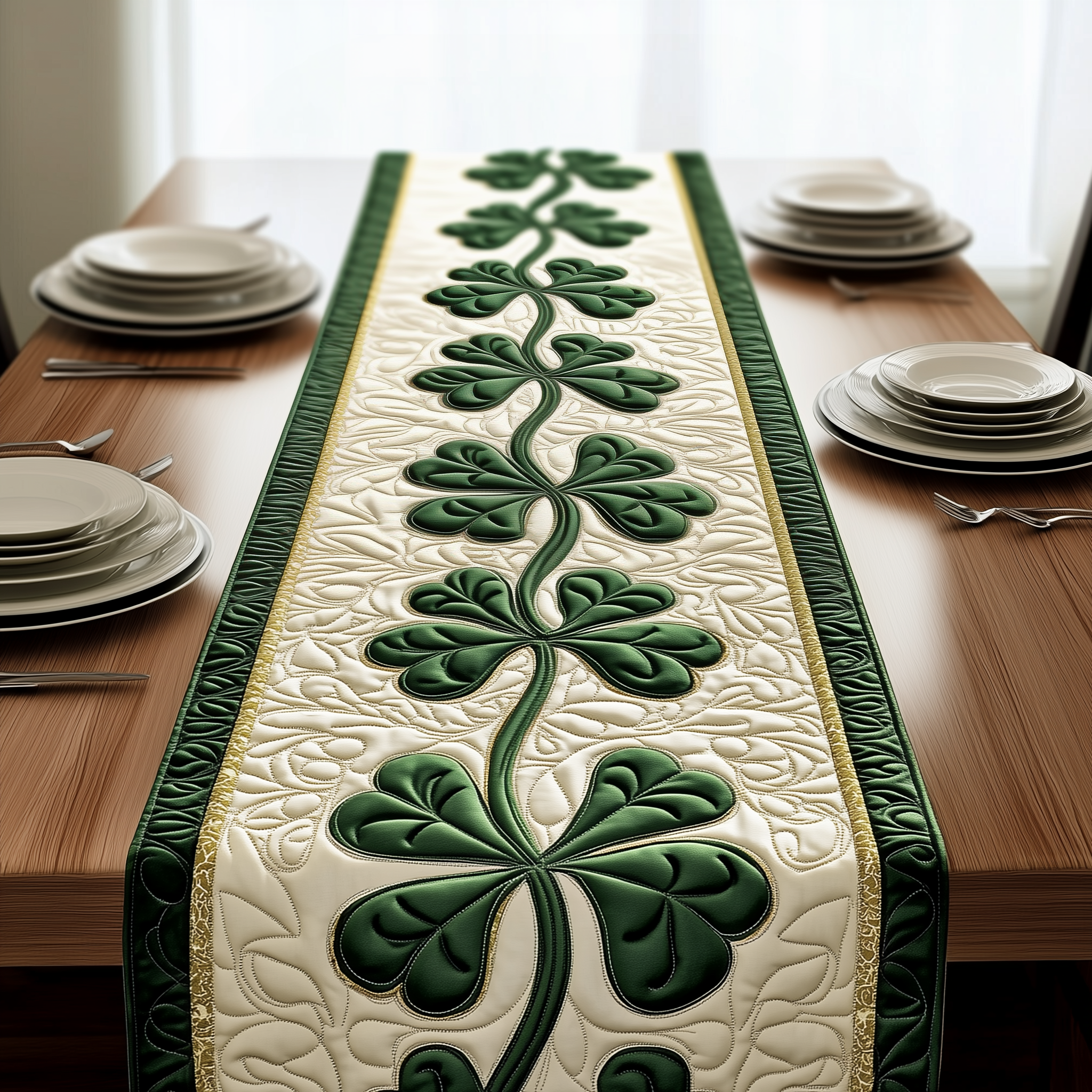 Irish Shamrock Quilted Table Runner Kitchen Decor Best St Patrick's Day Gifts