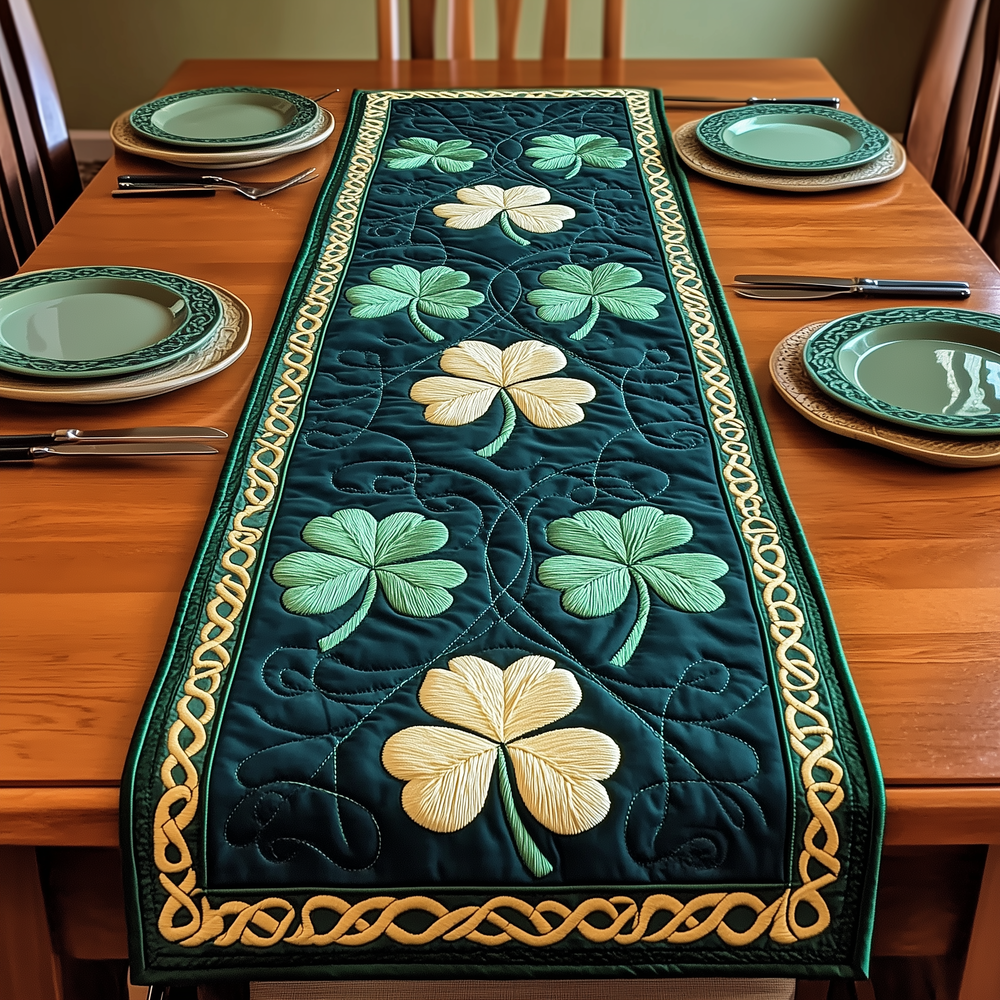 Irish Shamrock Quilted Table Runner Kitchen Decor Good St Patrick's Day Gifts