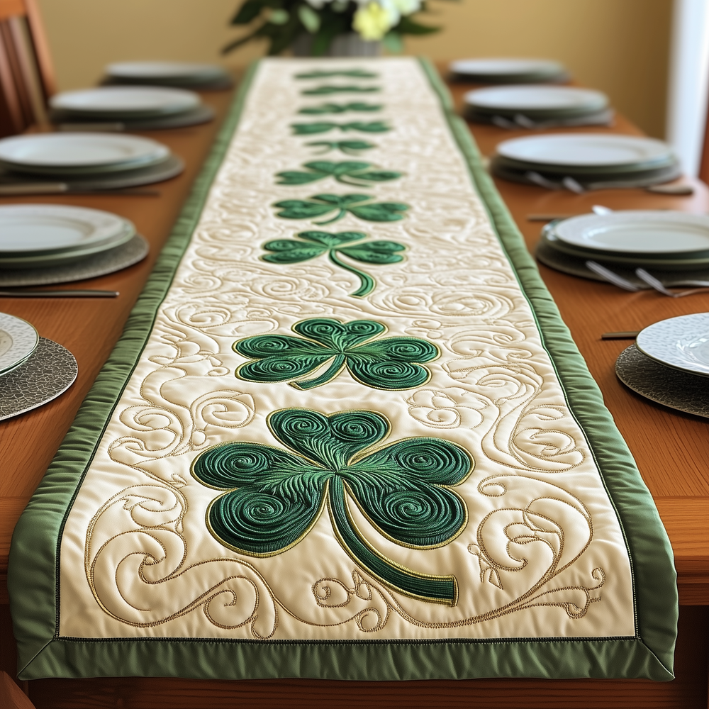 Irish Shamrock Quilted Table Runner Kitchen Table Decor Best St Patricks Day Gifts