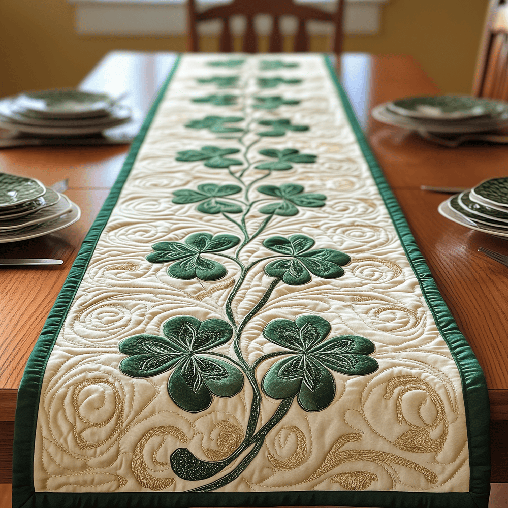 Irish Shamrock Quilted Table Runner Kitchen Table Decor Ideas Best St Patrick's Day Gifts