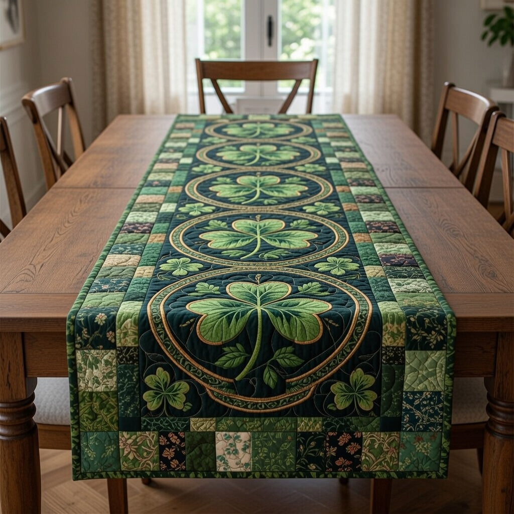Irish Shamrock Quilted Table Runner Kitchen Table Decor Ideas St Patty's Day Gift Ideas