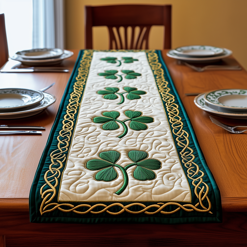 Irish Shamrock Quilted Table Runner Kitchen Table Decor St Patrick's Gift Ideas