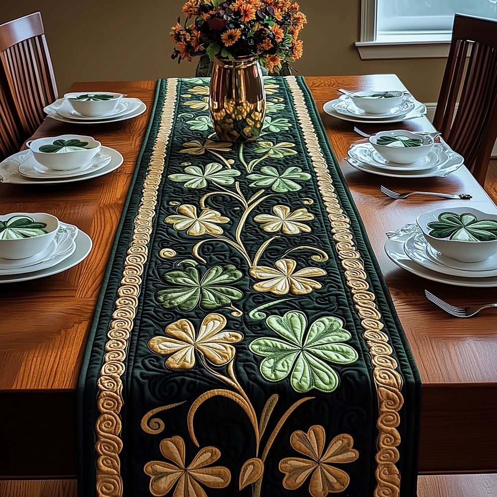 Irish Shamrock Quilted Table Runner Runner Table Mat Good St Patrick's Day Gifts