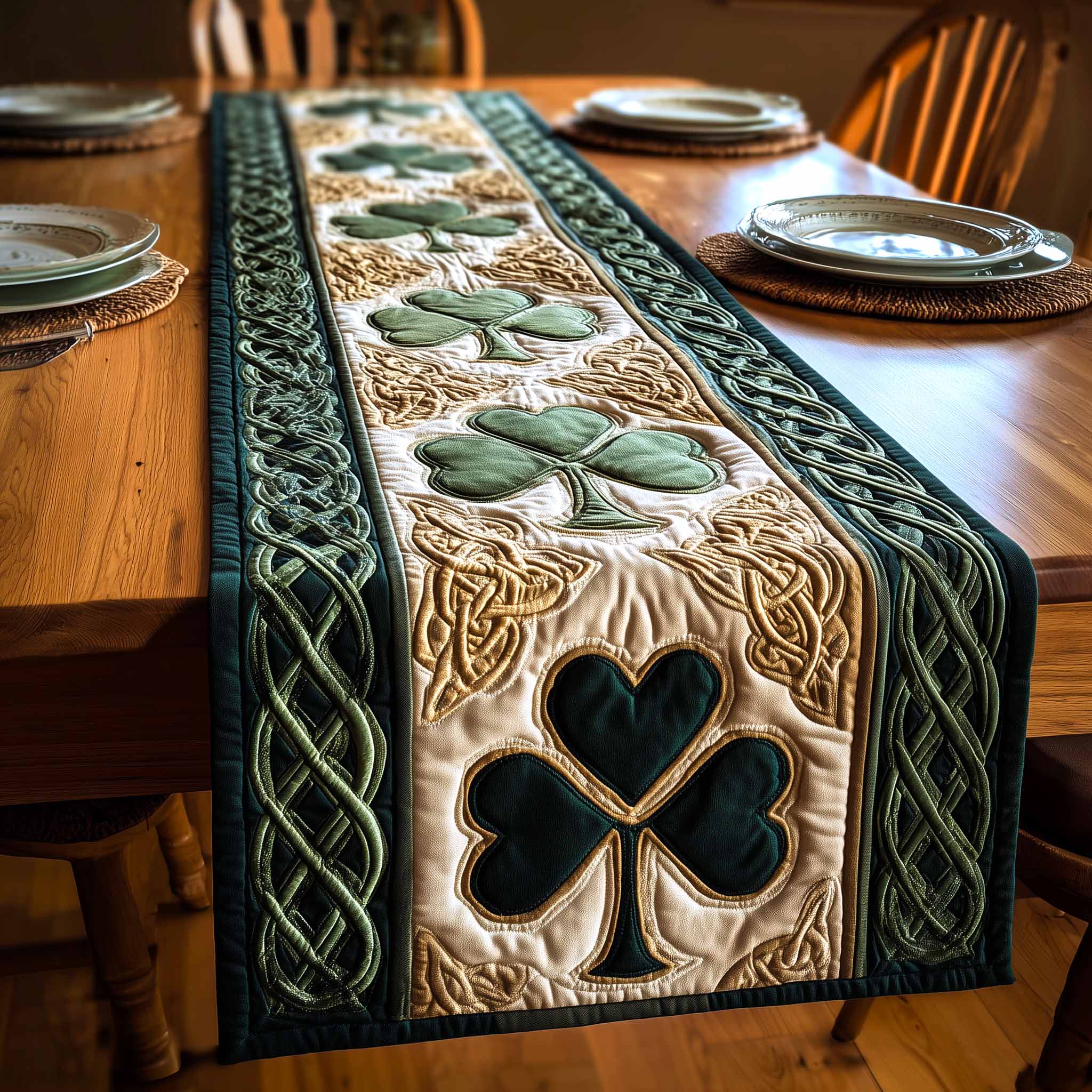 Irish Weave Quilted Table Runner Dining Room Table Centerpieces St Pats Gifts