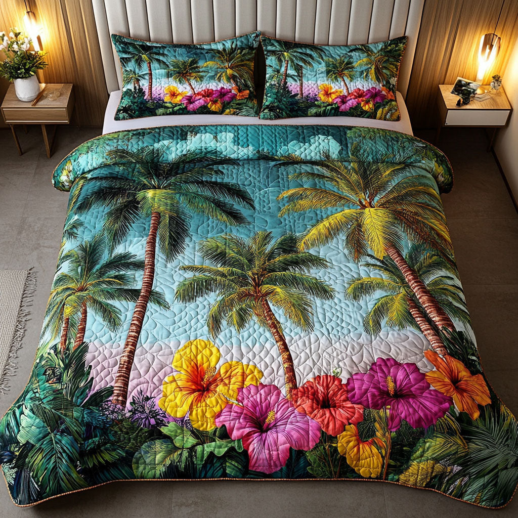 Island Bloom Quilted Bedding Set Best Bedsheets Birthday Presents For Mum