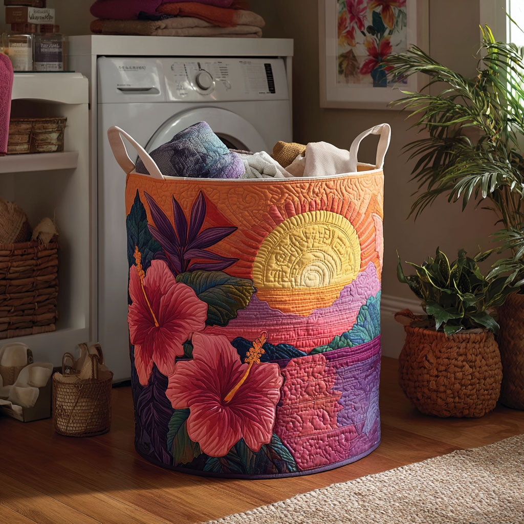 Island Bloom Quilted Laundry Basket Best Laundry Basket Mother's Day Delivery Gifts