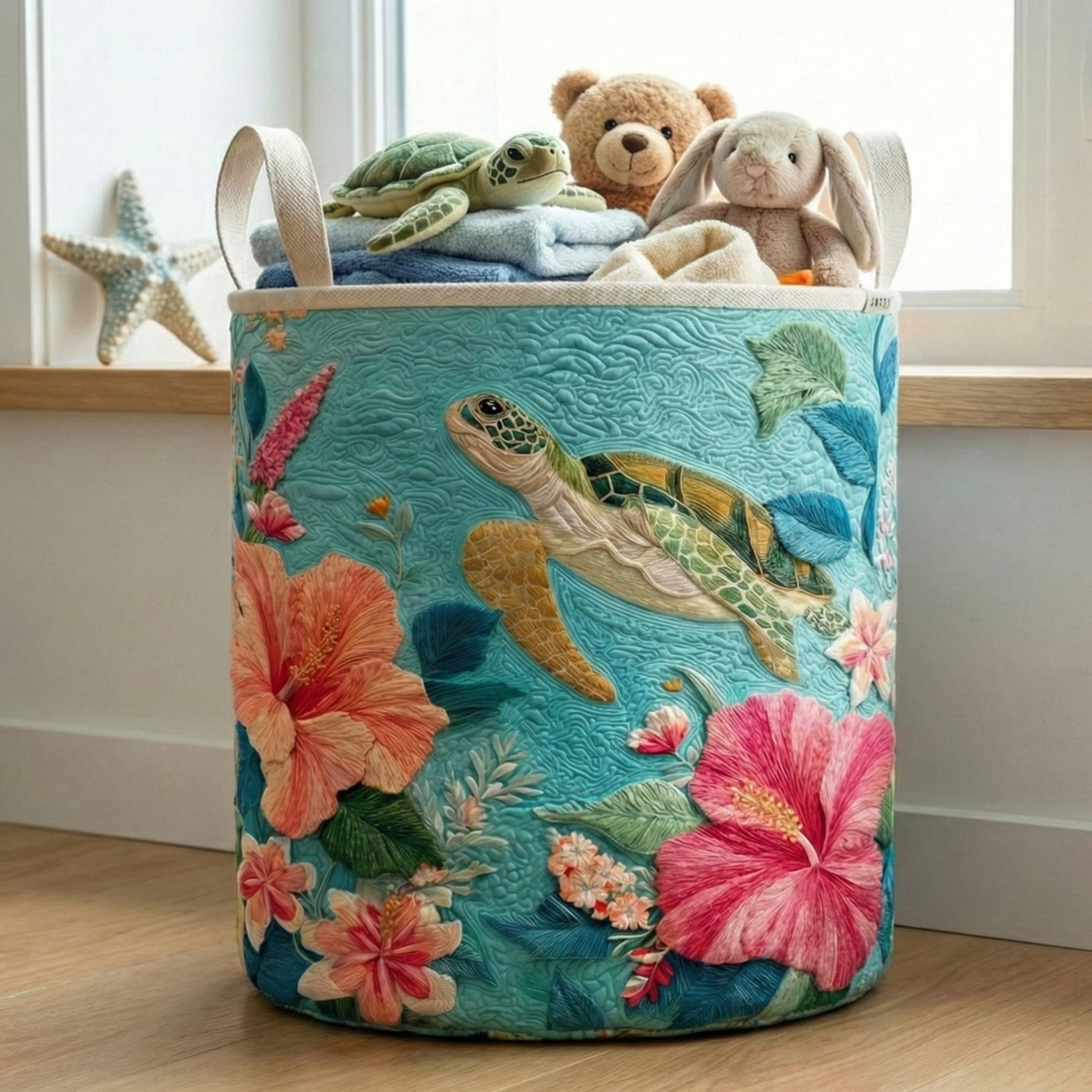 Island Breeze Haven Quilted Laundry Basket Folding Laundry Hamper Gifts For Cat Parents