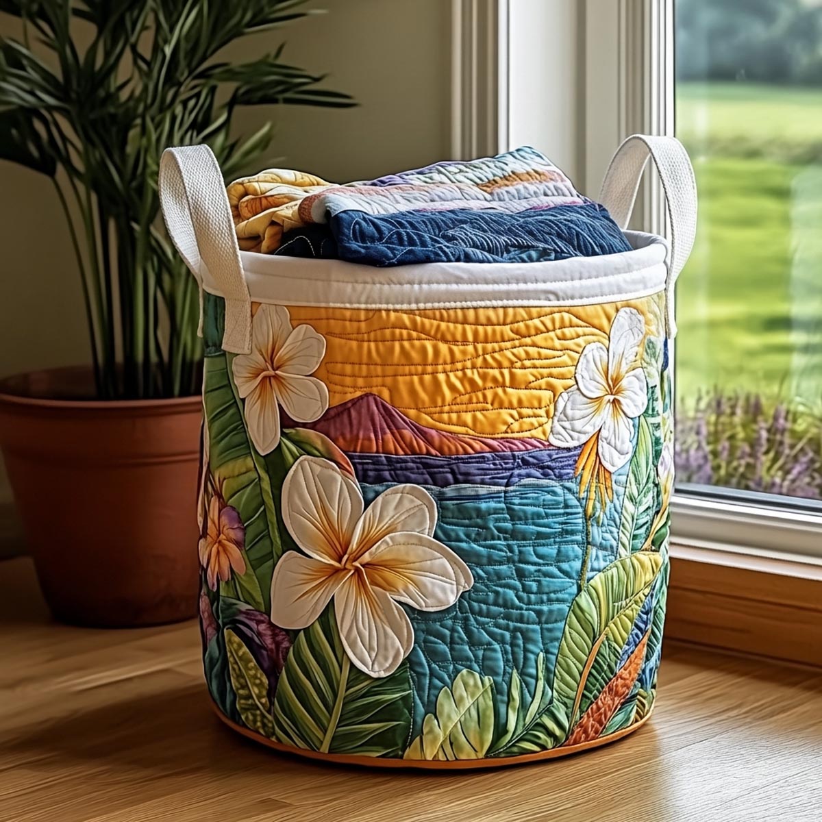 Island Retreat Quilted Laundry Basket Unique Laundry Basket Best Gift For Beach Lover