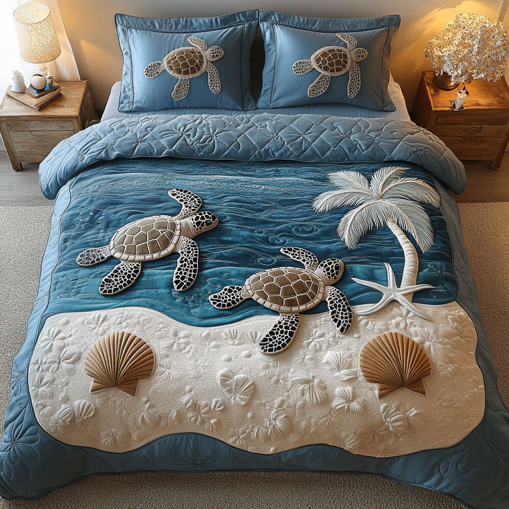 Island Roamer Quilted Bedding Set Cozy Bedroom Decor Beach Gifts For Her