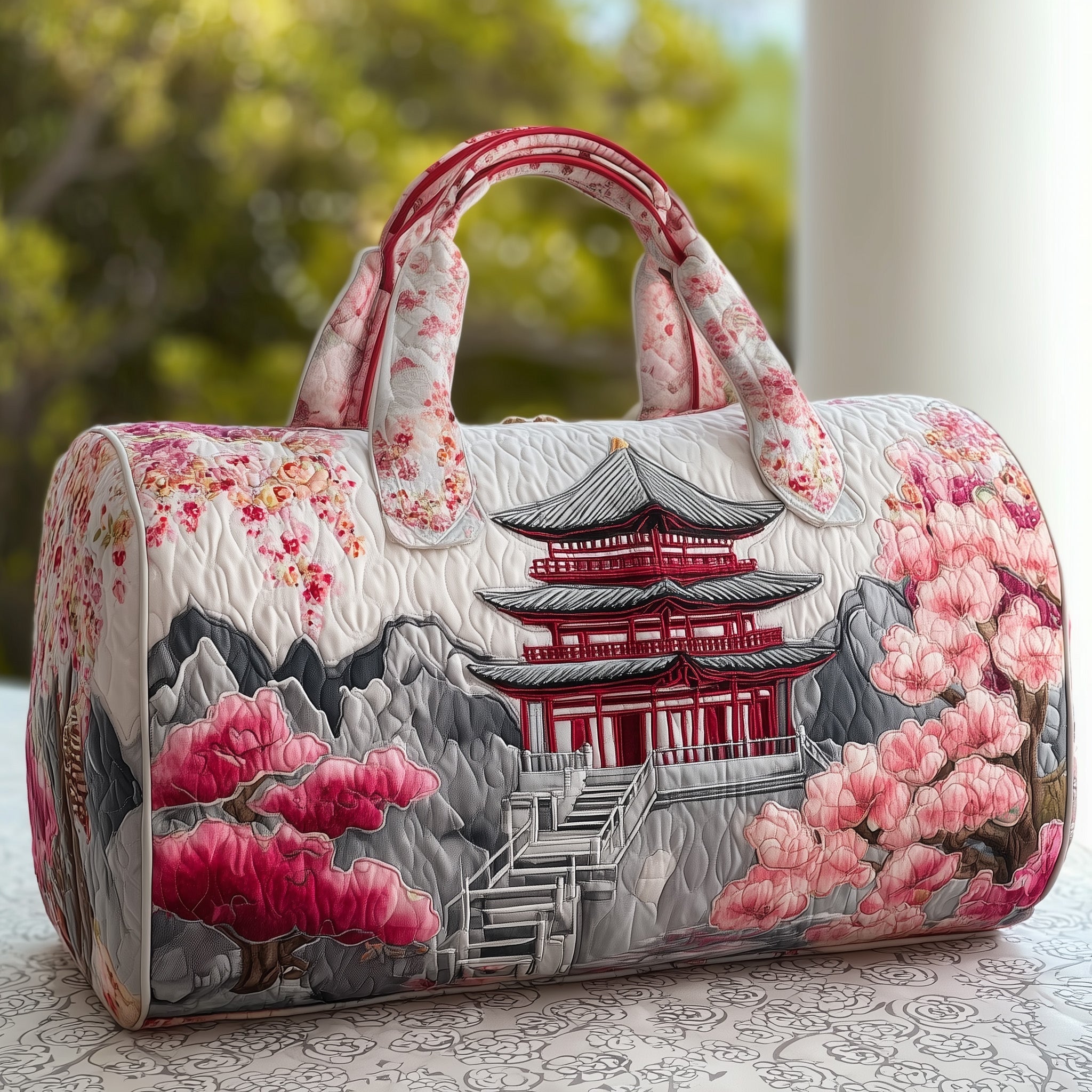 Japanese Vibe Quilted Duffle Bag Gym Duffle Great Gifts For Mom