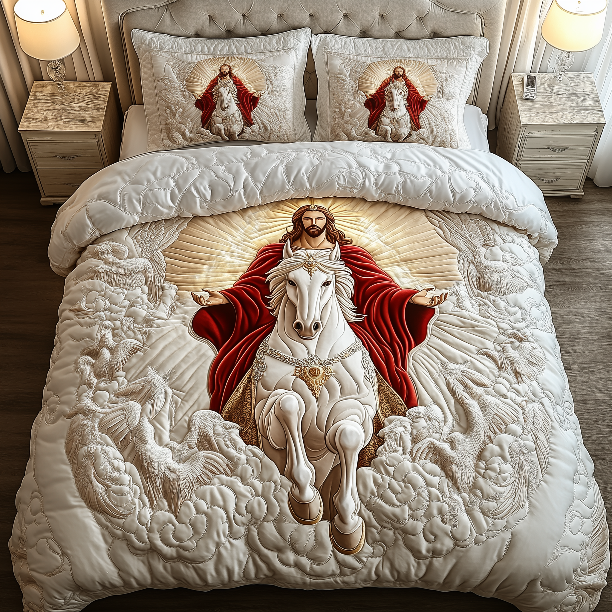 Jesus Eternal Glory Quilted Bedding Set Bed Room Decoration Religious Gifts For Her