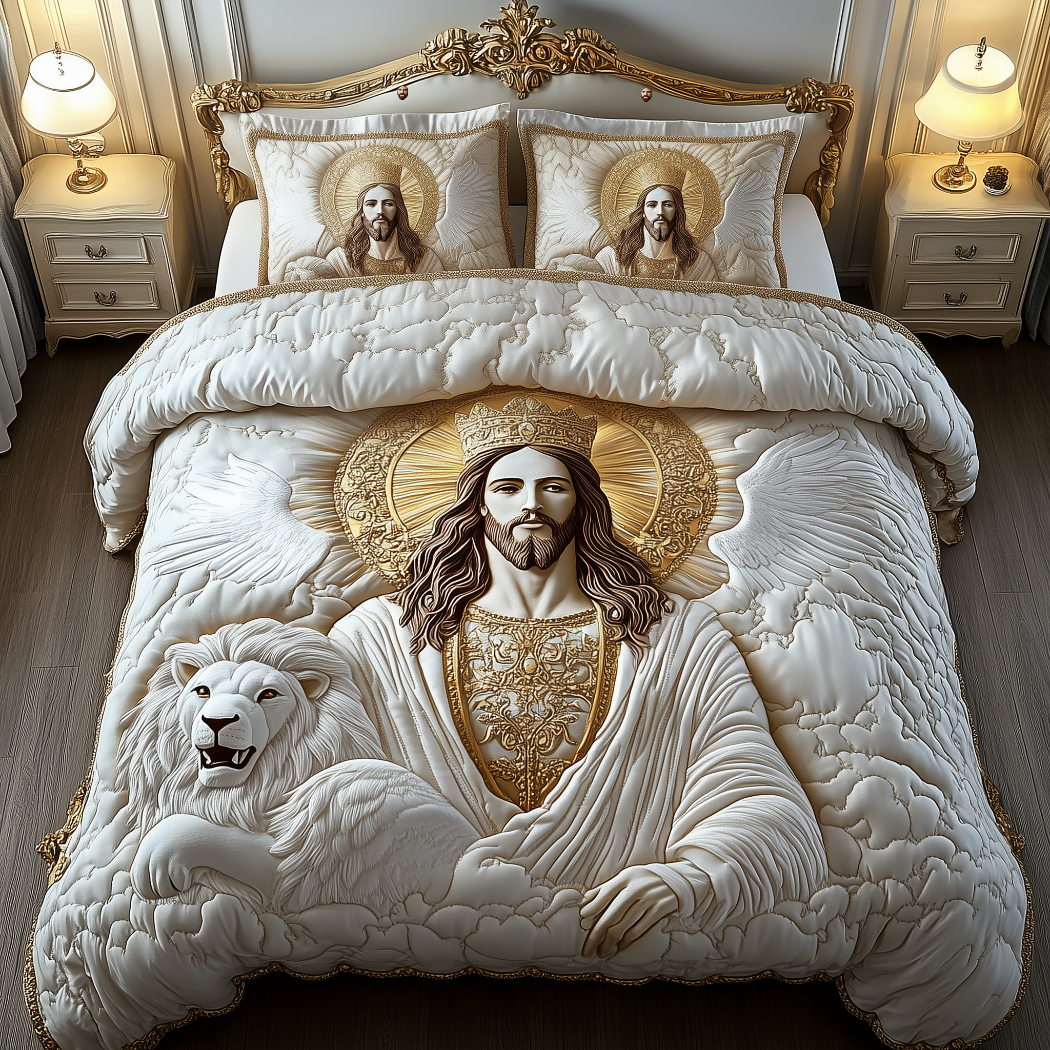 Jesus Eternal Glory Quilted Bedding Set Boho Bedroom Decor Christian Christmas Gifts
