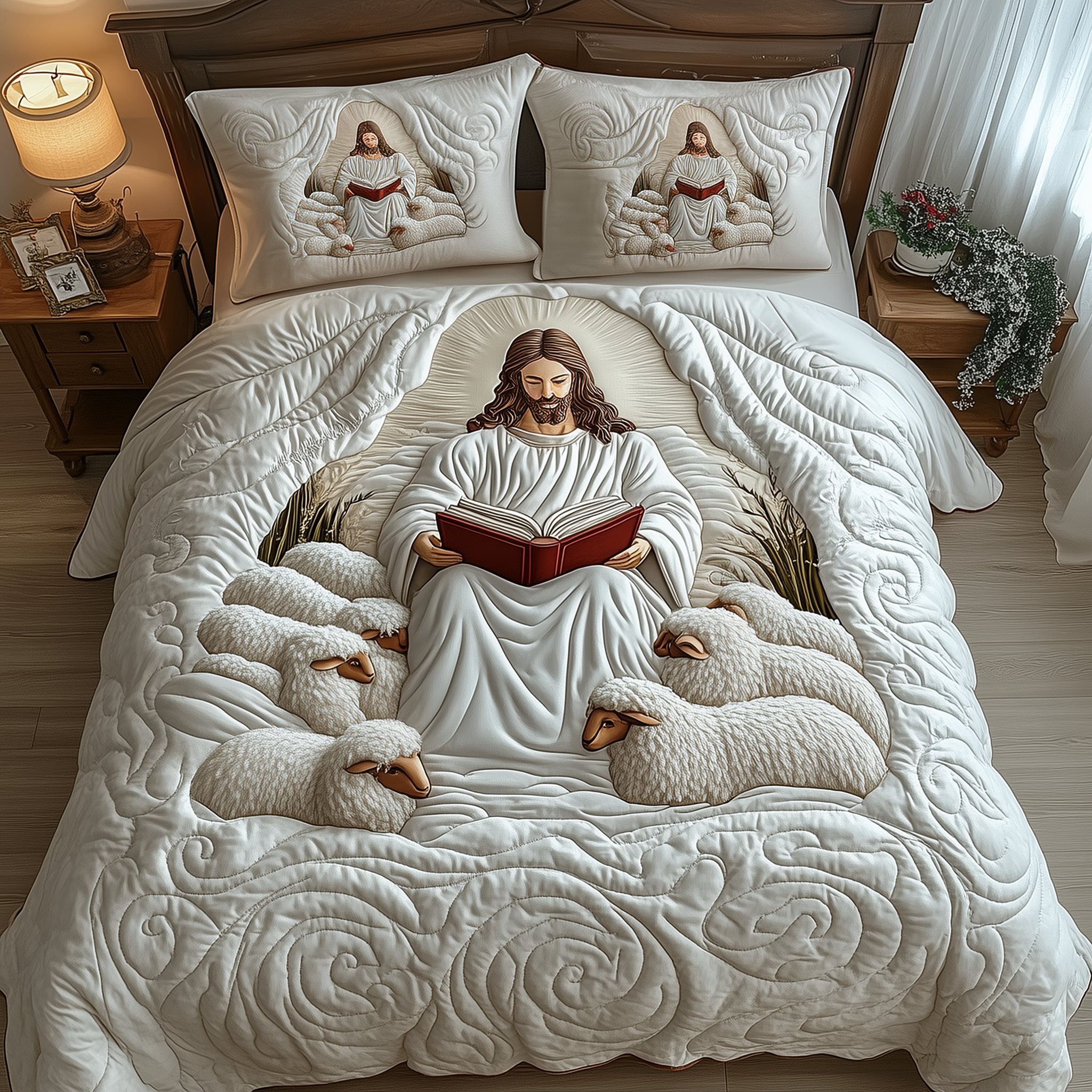 Jesus Quilted Bedding Set Bed Room Decoration Christian Gifts For Mom