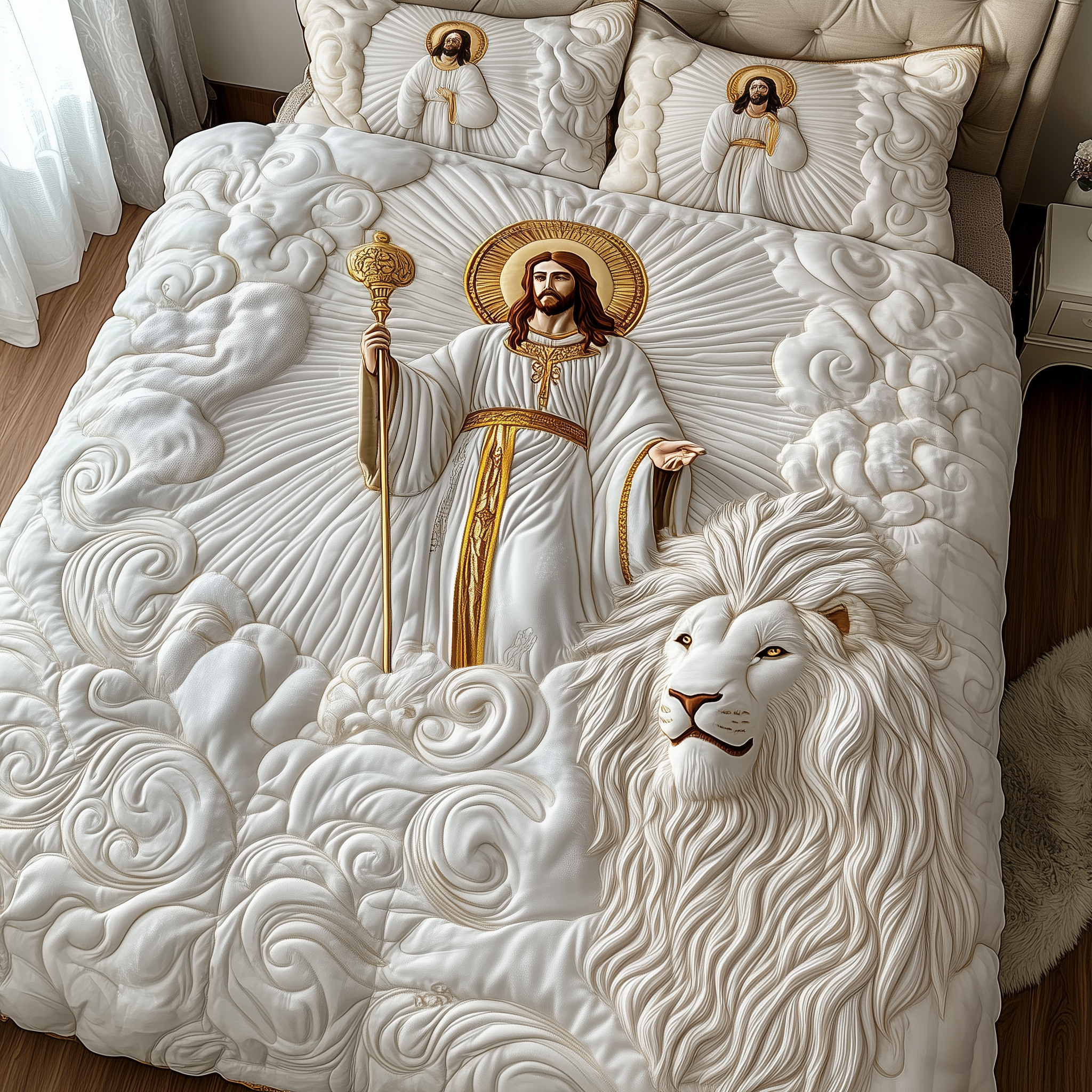 Jesus Quilted Bedding Set Bedspreads Christian Gifts For Ladies
