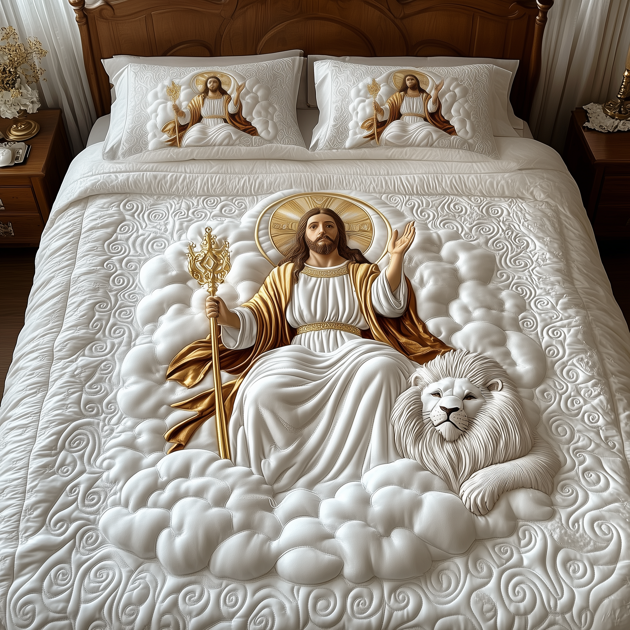 Jesus Quilted Bedding Set Best Queen Sheets Christian Gifts For Women