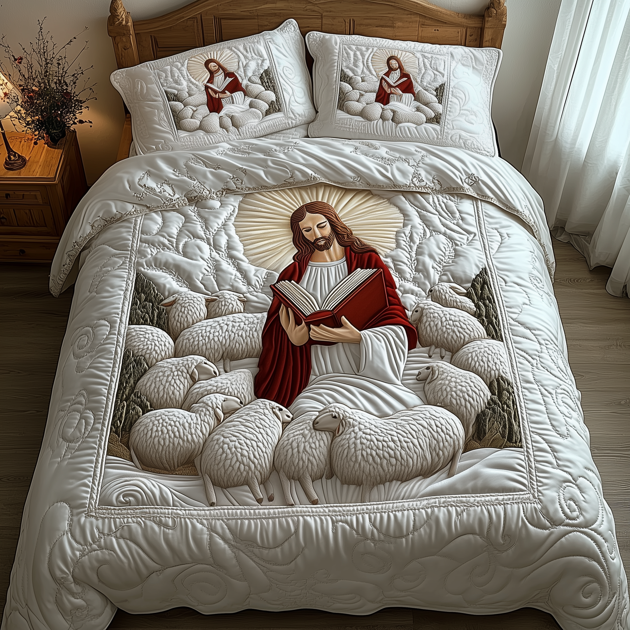 Jesus Quilted Bedding Set Comforter And Sheet Sets Christian Gifts For Christmas