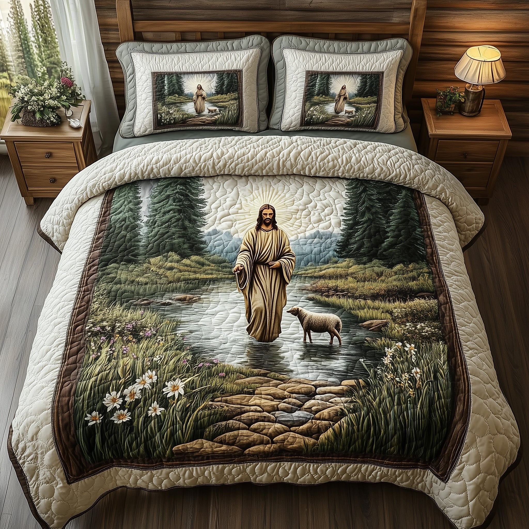 Jesus the Great Quilted Bedding Set Bed Room Decoration Christian Gift Idea
