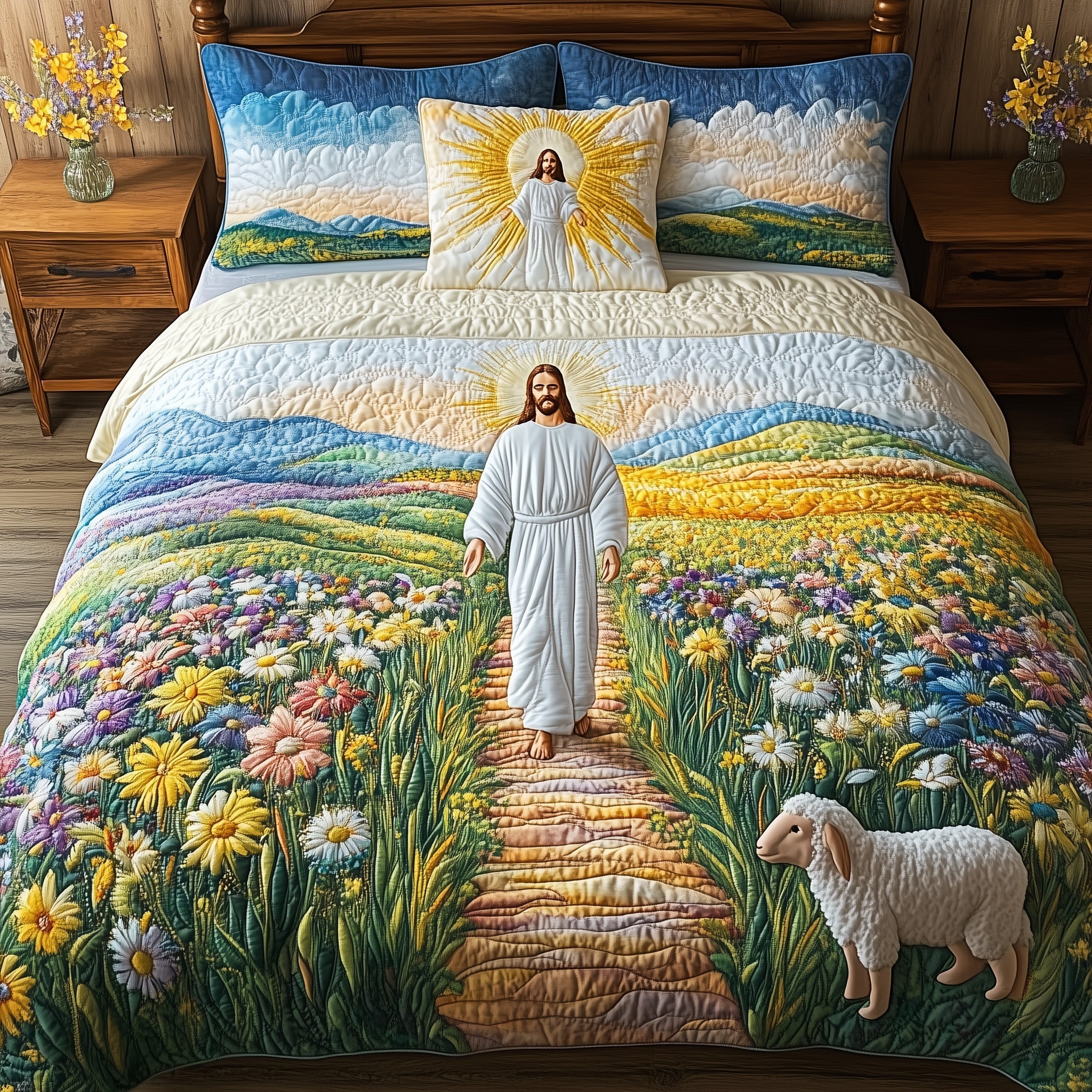 Jesus the Great Quilted Bedding Set Bedroom Decorations Christian Father'S Day Gifts