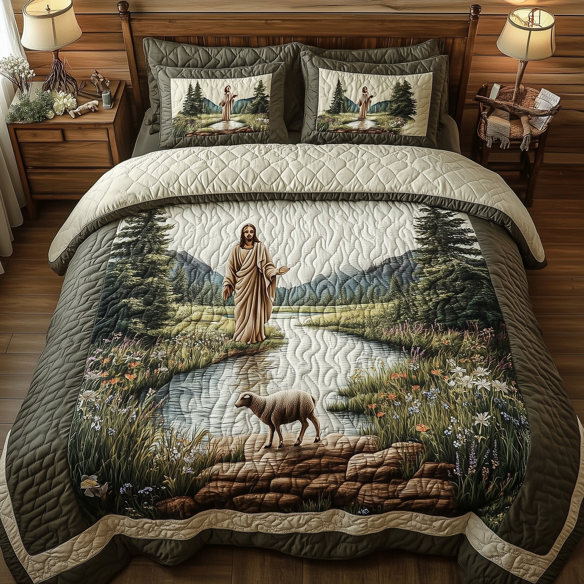Jesus the Great Quilted Bedding Set Boho Bedroom Ideas Unique Religious Gifts