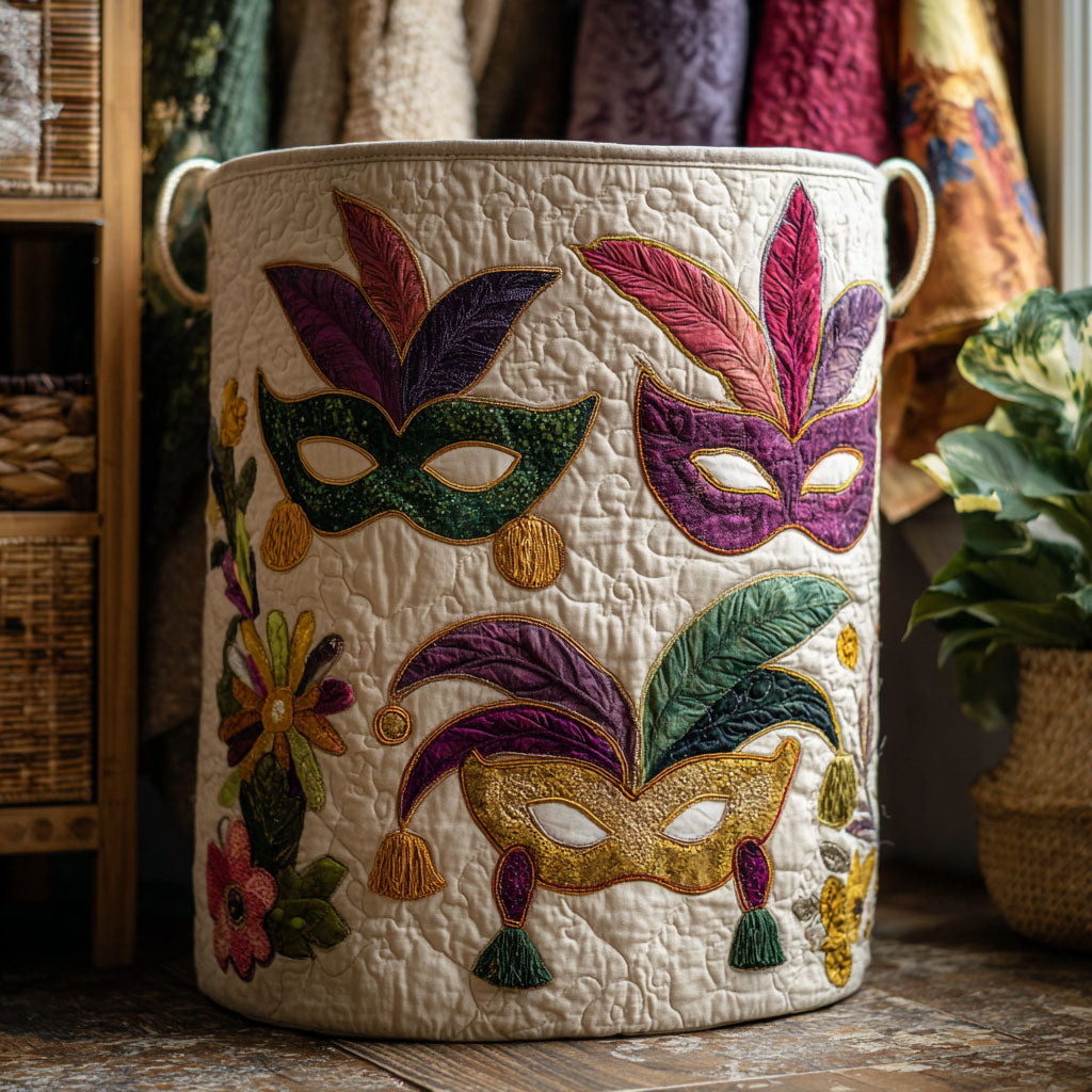 Jewel Masquerade Quilted Laundry Basket Unusual Laundry Basket Mardi Gras Gifts For Women