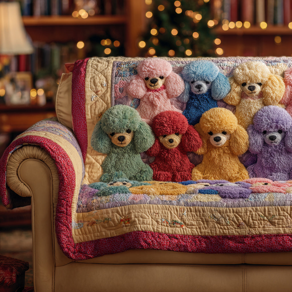 Jewel Poodle Crew Quilted Sofa Cover Furniture Protectors For Sofas Gifts For Poodle Lovers