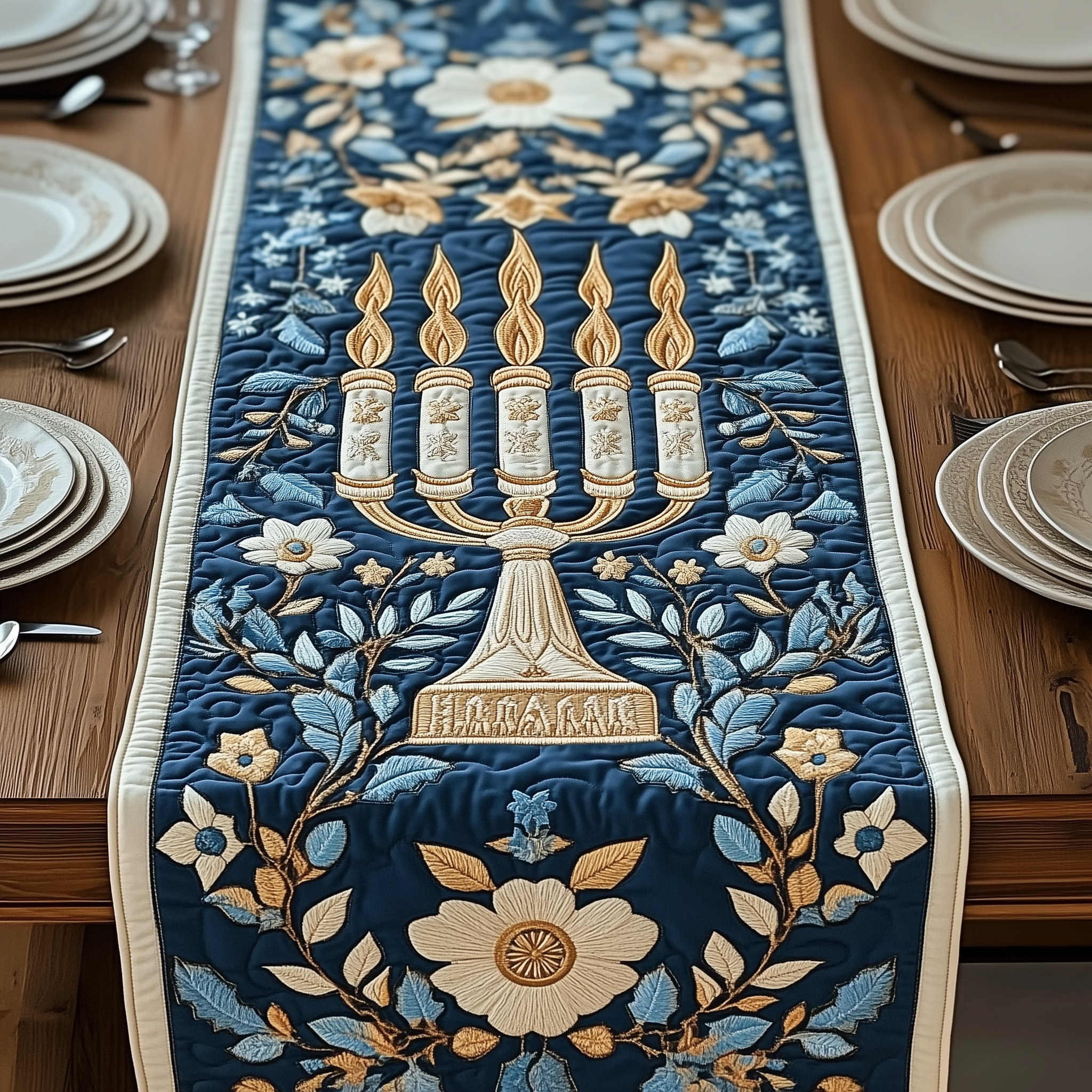 Jewish Hanukkah Quilted Table Runner Holiday Table Runner Best Gift For Jewish Friend