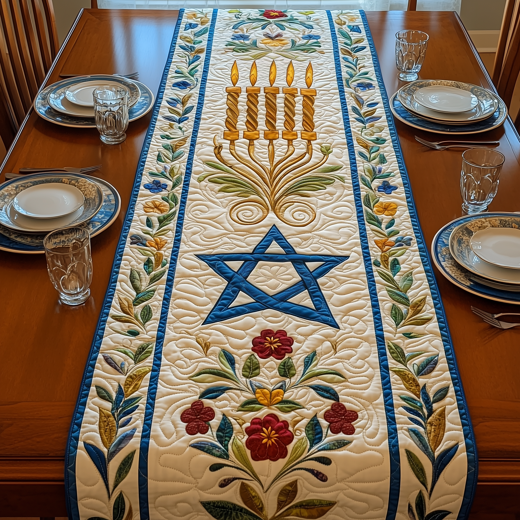 Jewish Hanukkah Quilted Table Runner Holiday Table Runners Great Hanukkah Gifts