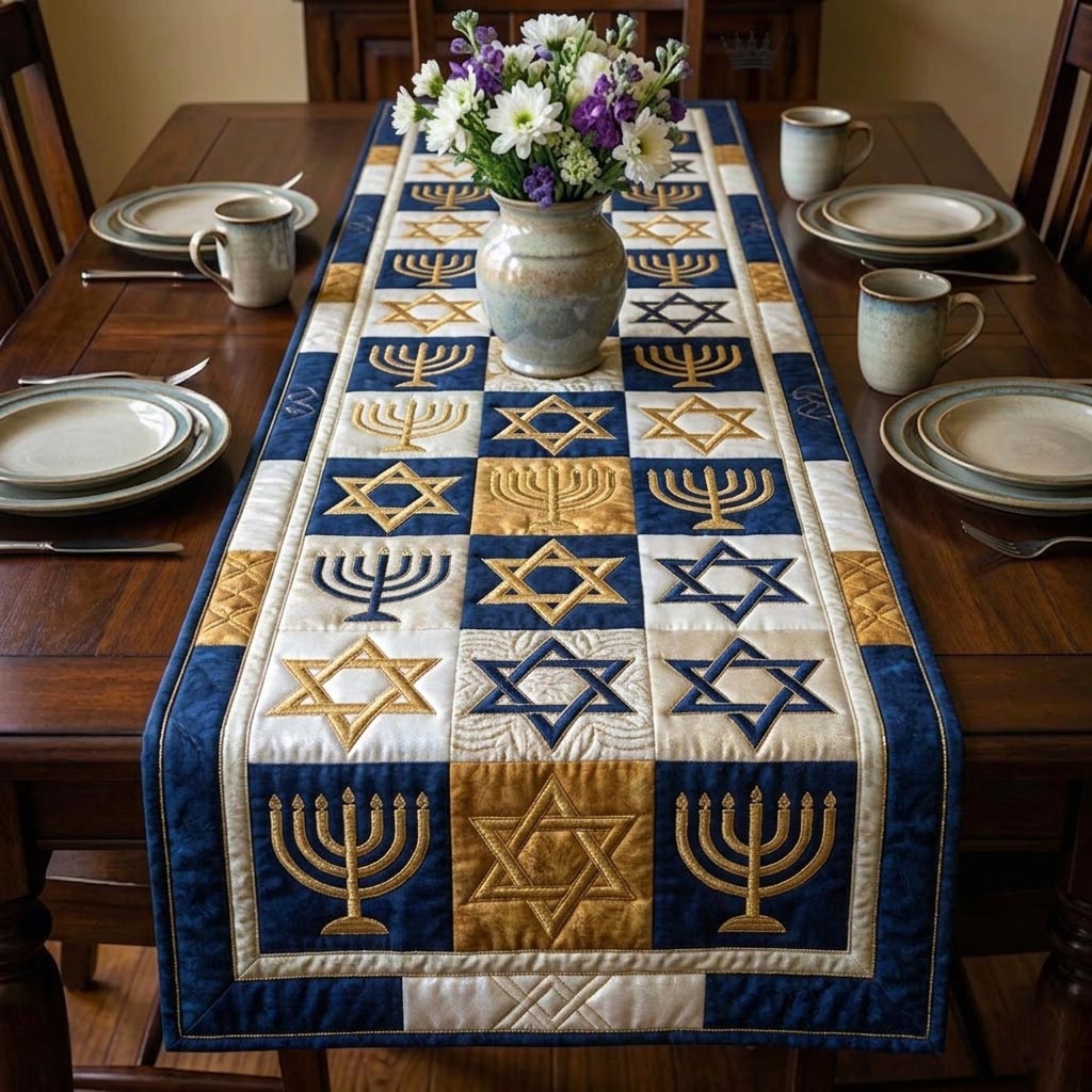 Jewish Heritage Quilted Table Runner Seder Table Setting Ideas Gifts To Give For Passover