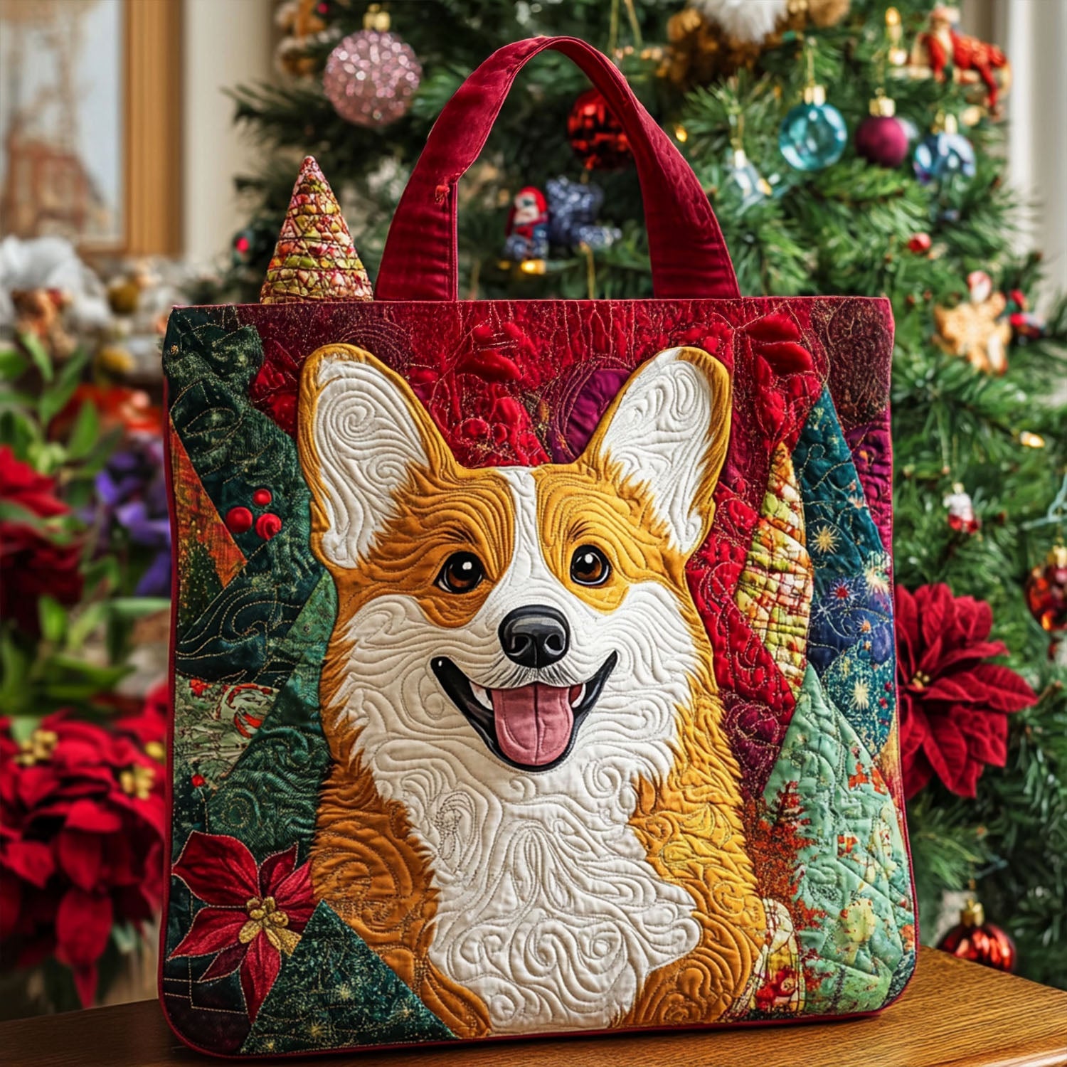 Jingle Paw Corgi Quilted Tote Bag The Perfect Everyday Tote Bag Mum Christmas Gifts