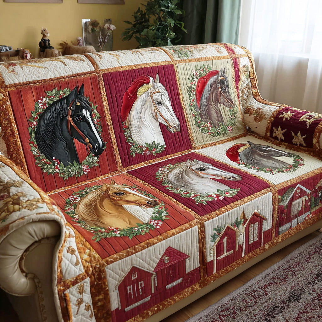 Jingle Riders Quilted Sofa Cover Sofa Protector Gift Ideas For Horse Lovers