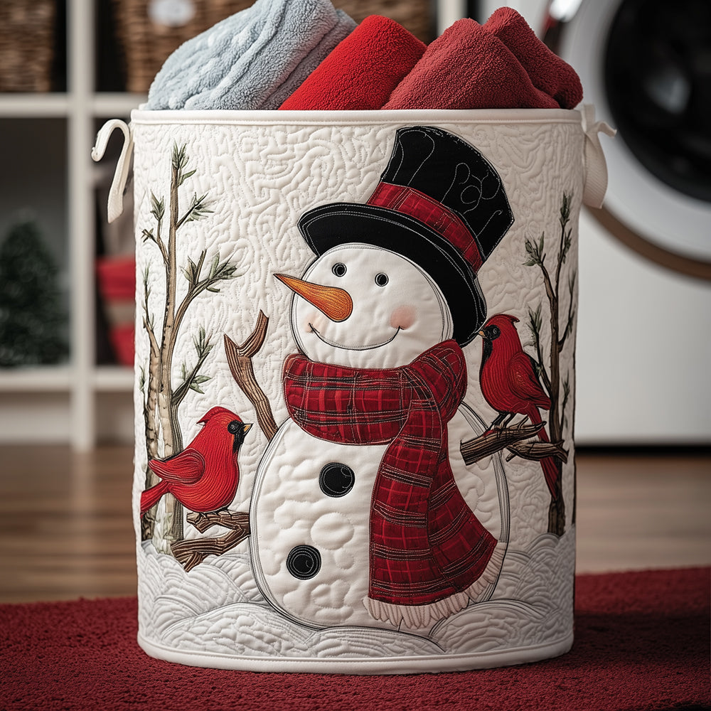 Jingle Snow Friend Quilted Laundry Basket Storage Bins For Clothes Best Christmas Gifts For Wife
