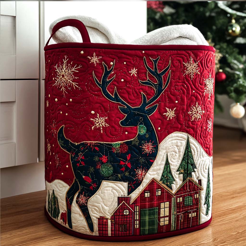 Jolly Antlers Quilted Laundry Basket Best Hampers Family Xmas Present Ideas
