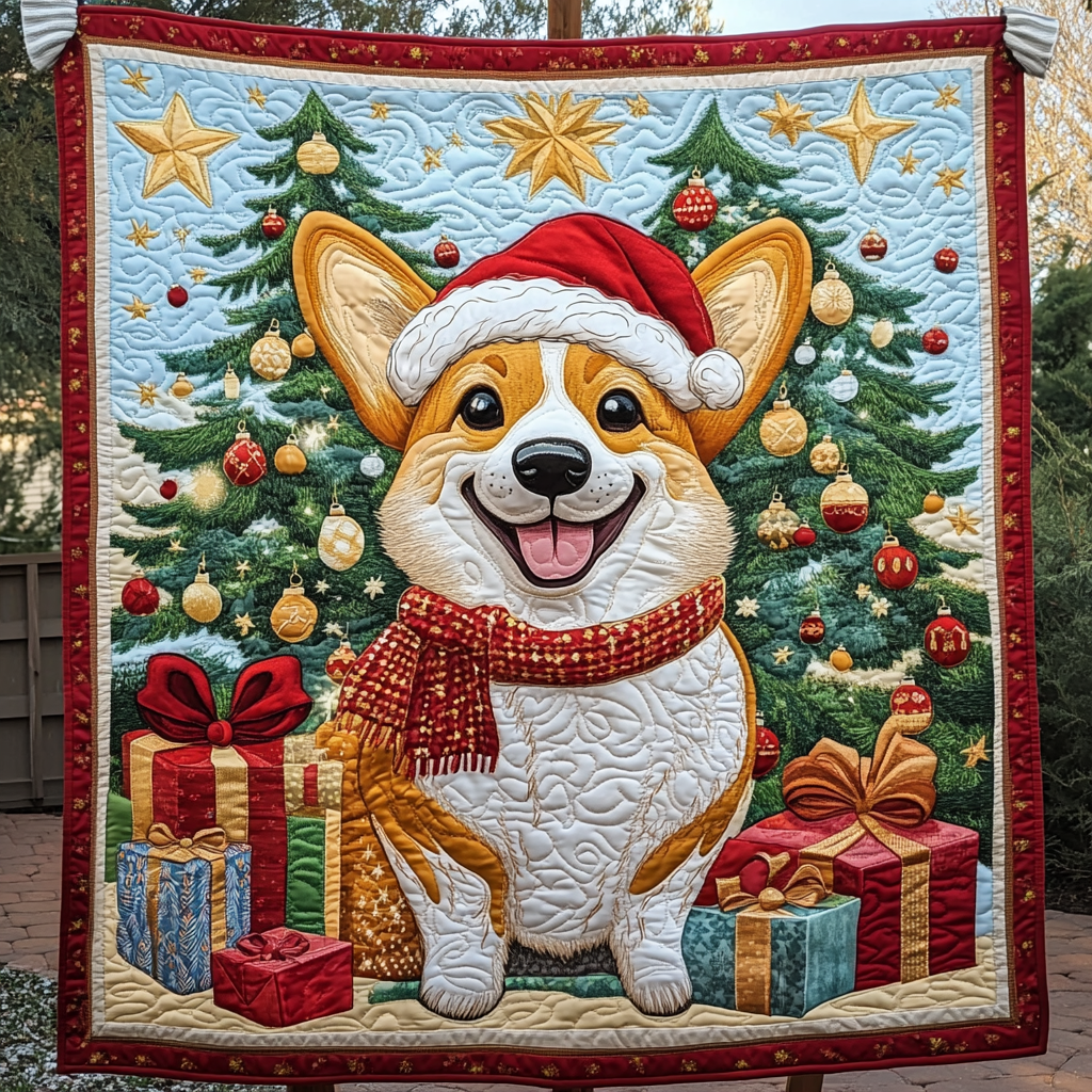 Jolly Corgi Christmas Quilted Blanket Xmas Room Decorations Christmas Gifts For My Wife