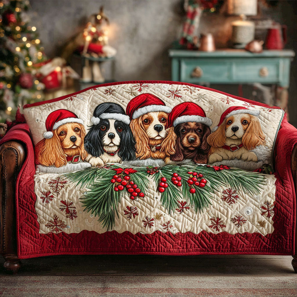 Jolly Little Spaniel Quilted Sofa Cover Sofa Protector Christmas Presents For Dog Lovers