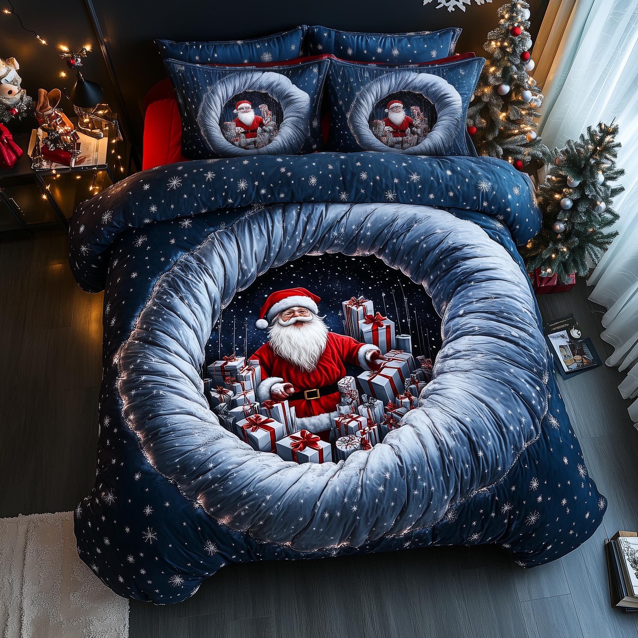 Jolly Santa Quilted Bedding Set Christmas Room Decor Christmas Gifts For Women