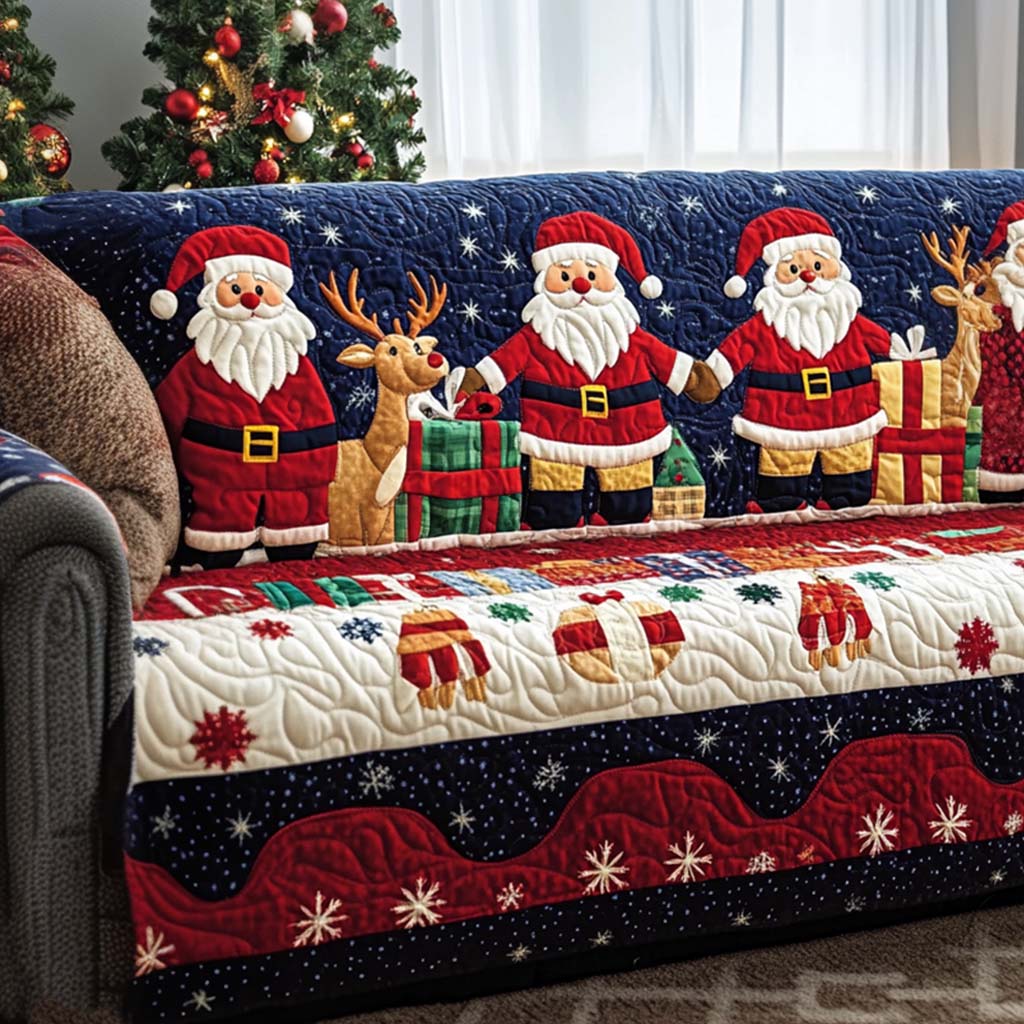 Jolly Santa Quilted Sofa Cover Furniture Covers For Sofas Gifts For The Family Christmas