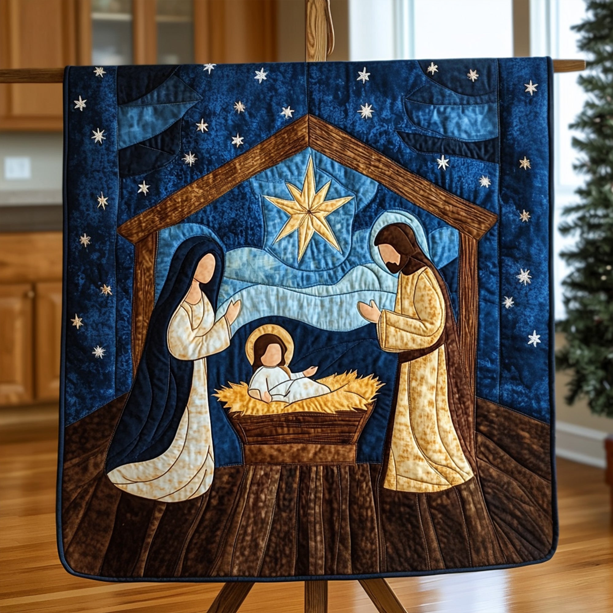 Journey to Bethlehem Quilted Blanket Bedroom Holiday Decor Family Gift Ideas For Christmas