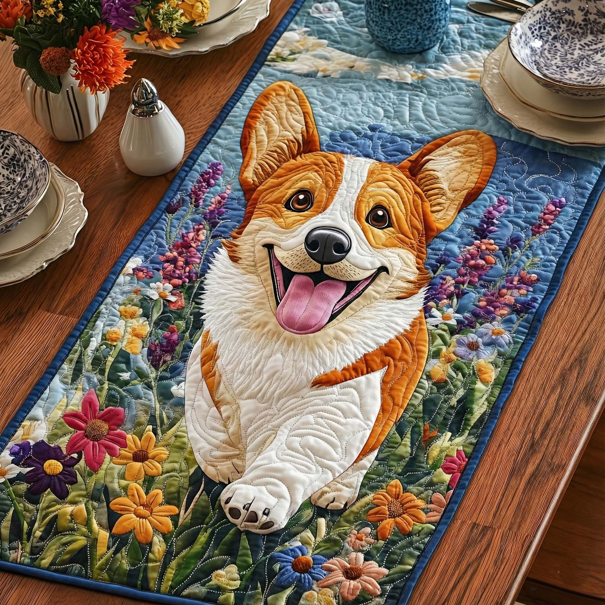 Joy Meadow Quilted Table Runner Flower Table Cover Thoughtful Gifts For Mom