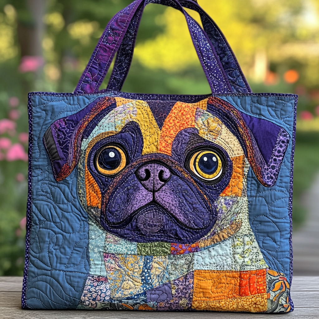 Joyful Pug Quilted Tote Bag The Perfect Tote Bag Gifts For Mom Birthday