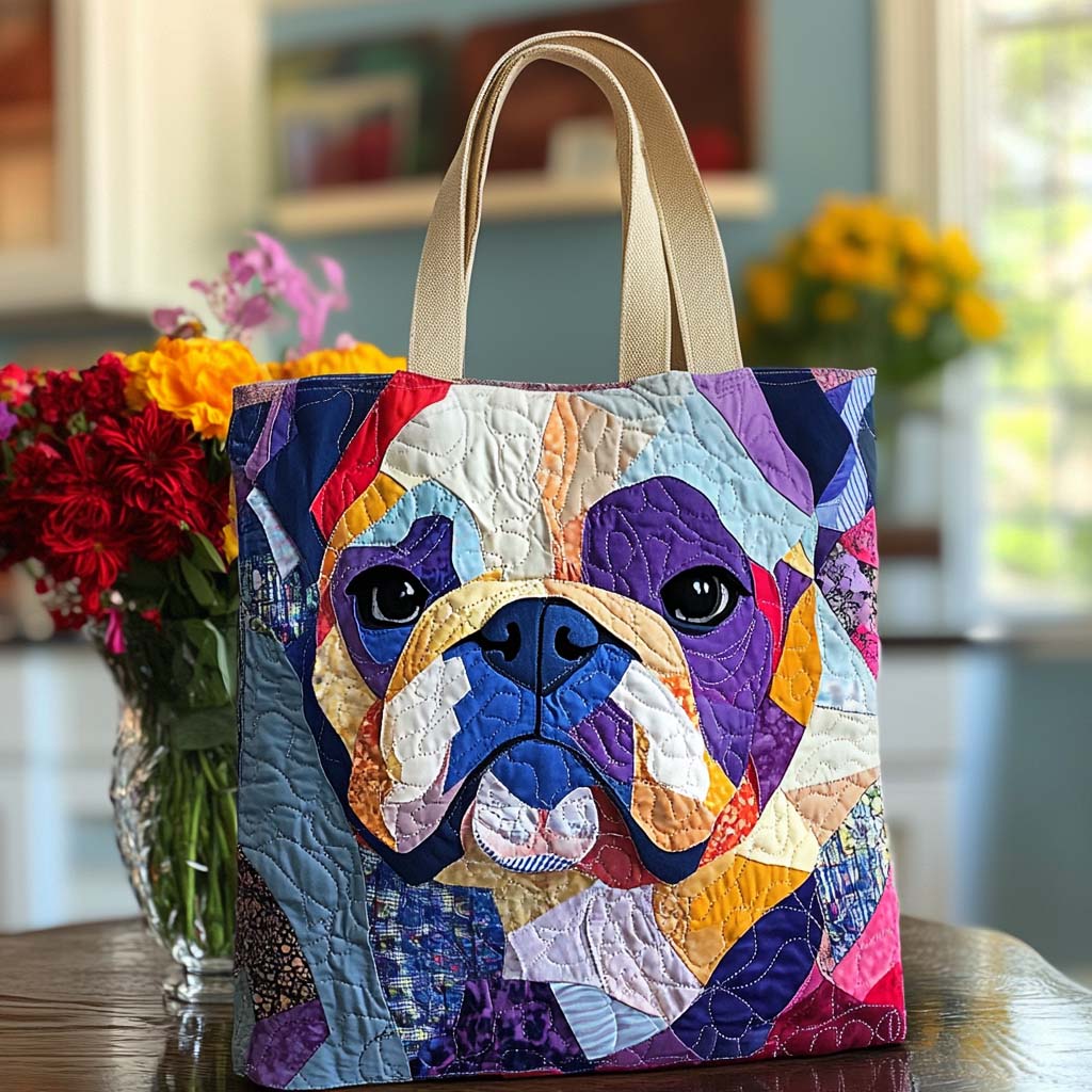 Joyful Pup Colors Quilted Tote Bag Best Mom Tote Bag Great Birthday Gifts For Mom