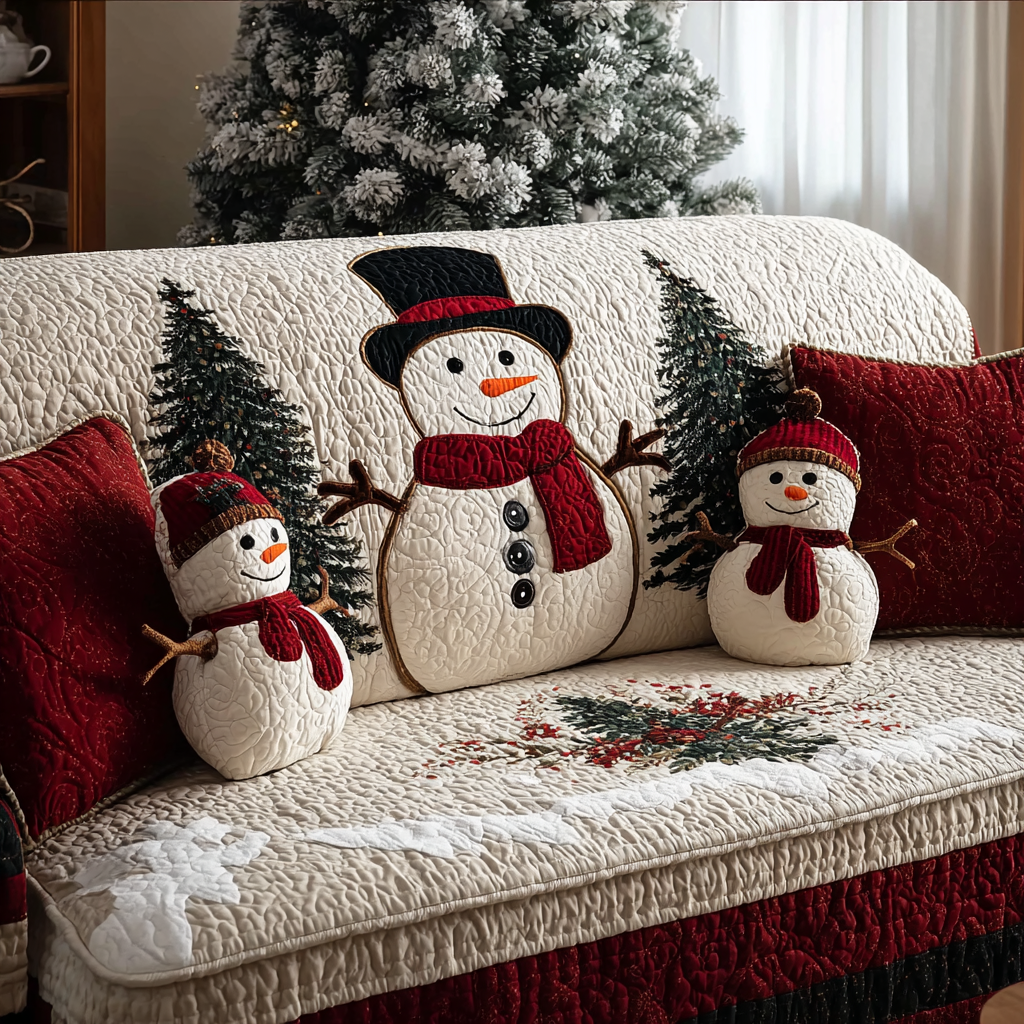 Joyful Snowman Quilted Sofa Cover Best Sofa Covers Christmas Ideas Present For Men