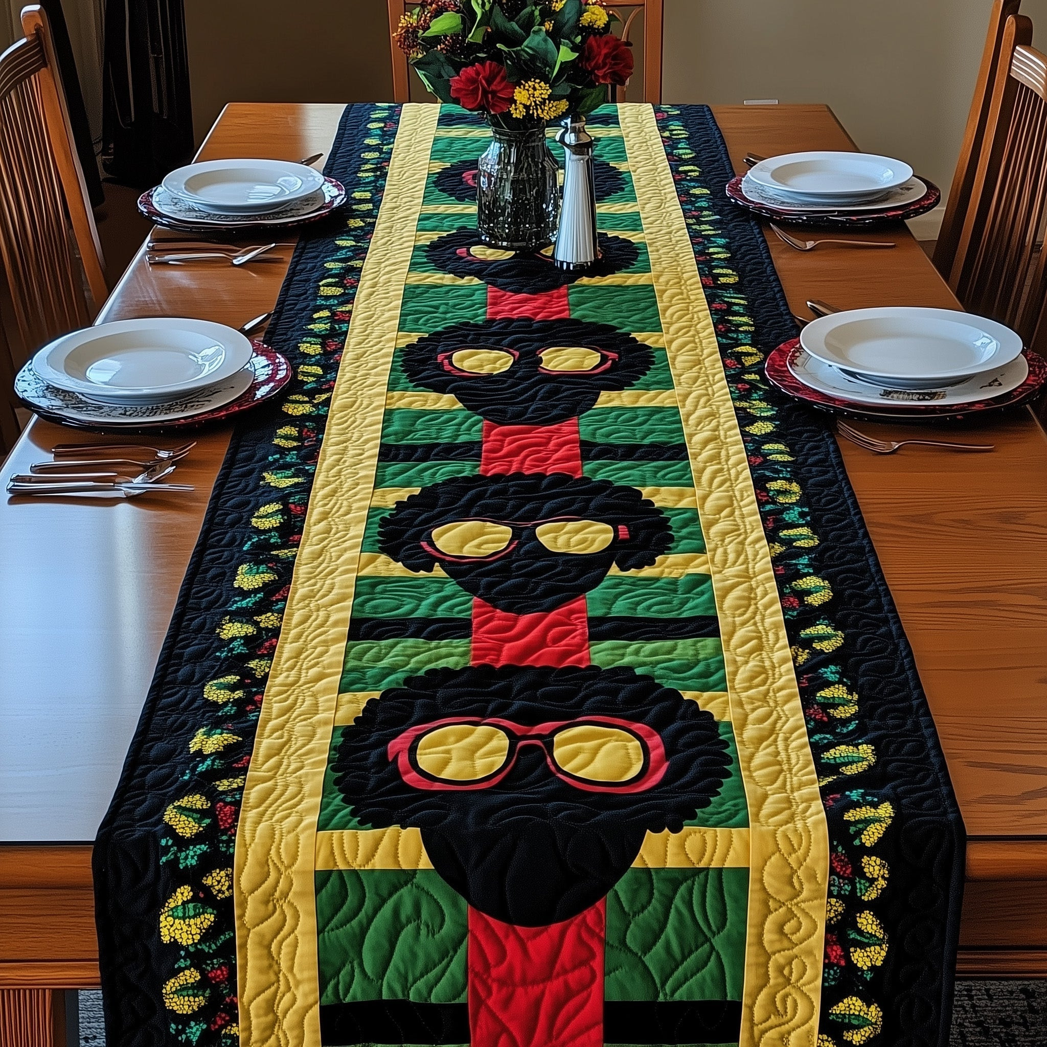 Juneteenth Queen Style Quilted Table Runner Dining Room Table Decor Best Melanin Gifts For Ladies