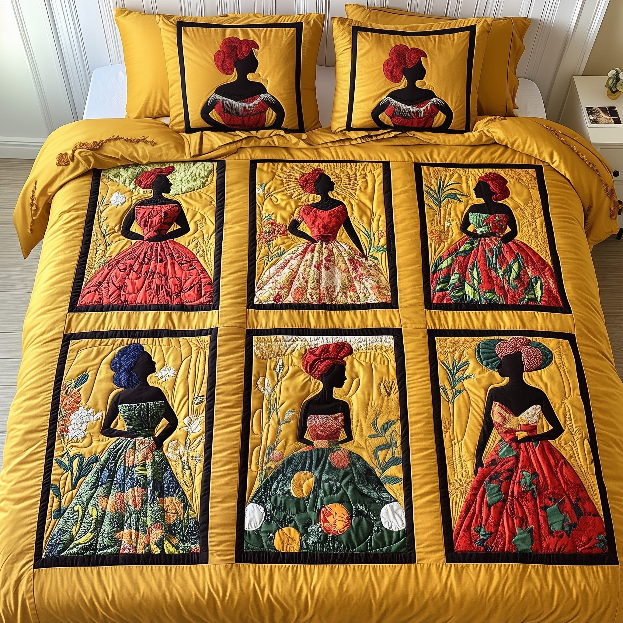 Juneteenth Quilted Bedding Set Bedroom Decorations Melanin Themed Gifts