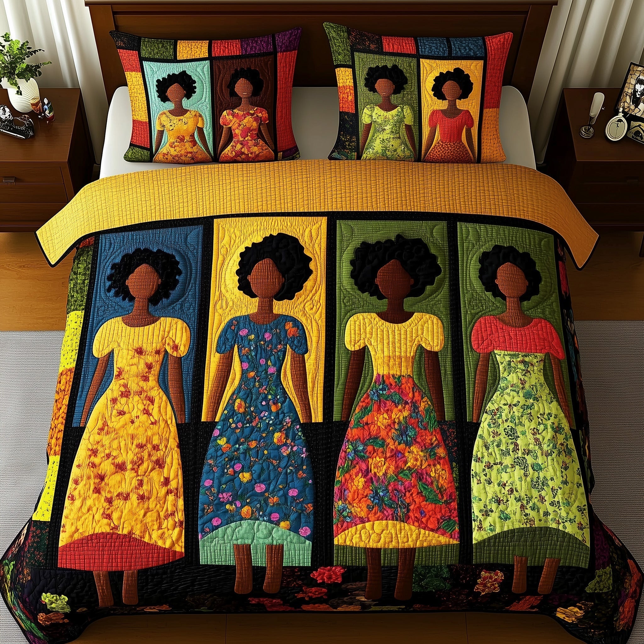 Juneteenth Quilted Bedding Set Queen Bed Set Melanin Black History Gifts For Ladies