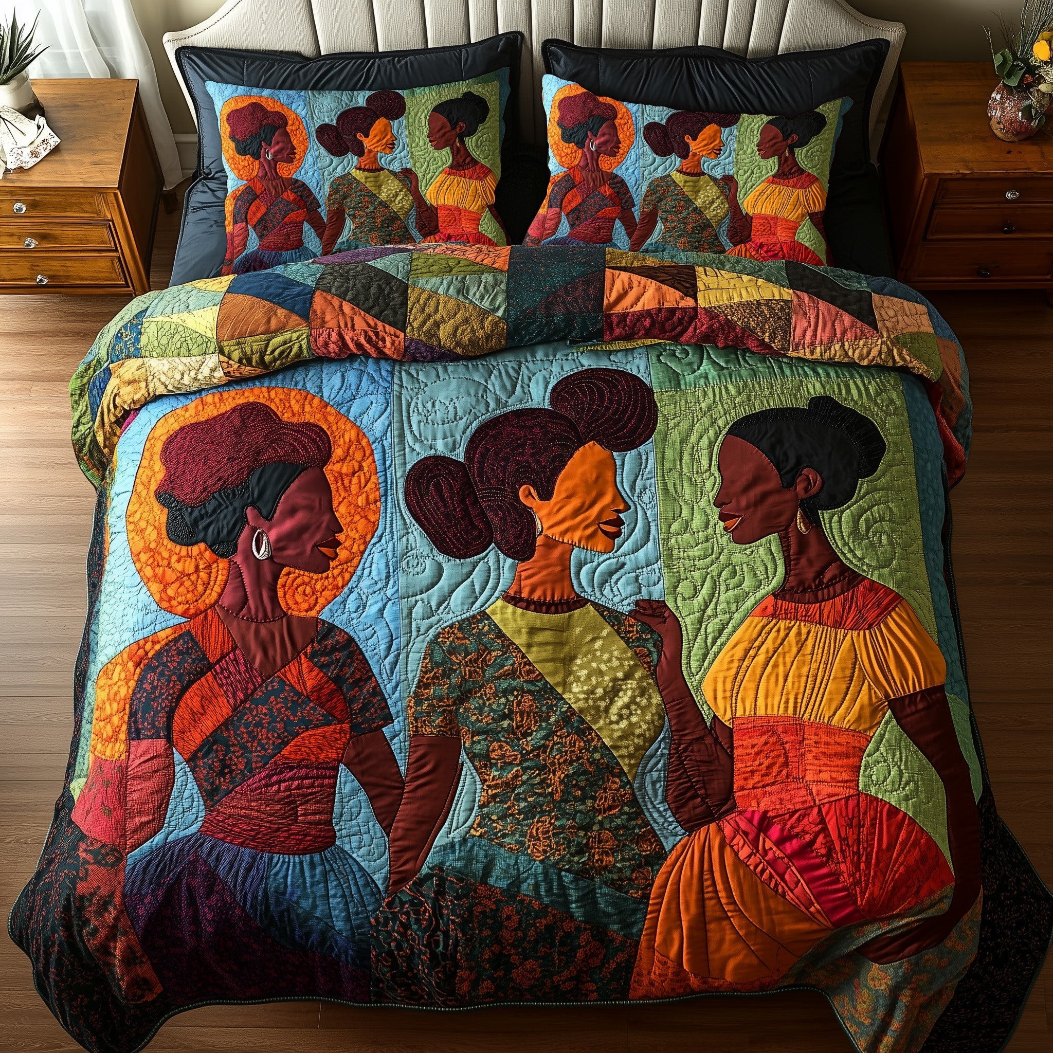 Juneteenth Quilted Bedding Set Quilt Comforter Sets Melanin African American Gifts