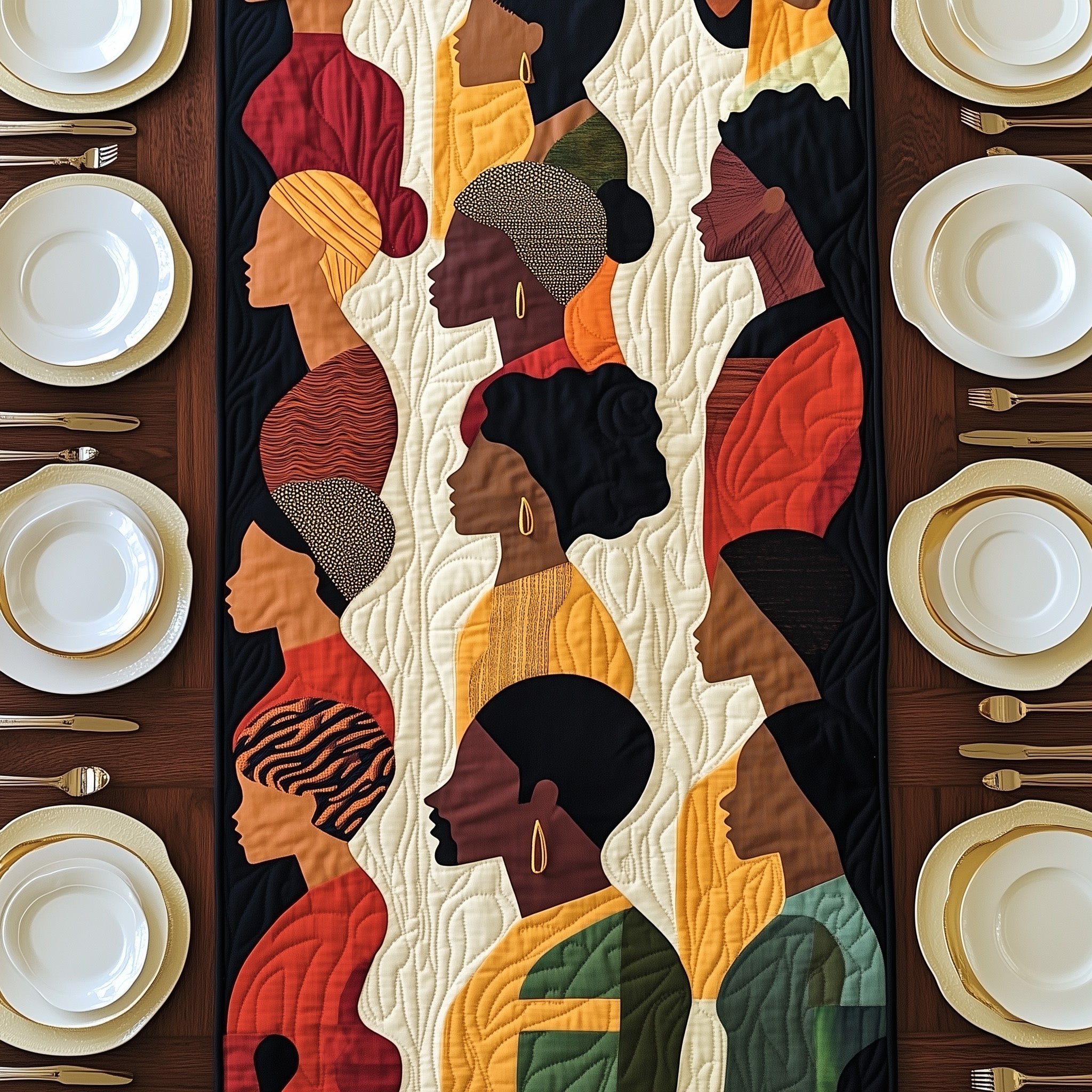 Juneteenth Quilted Table Runner Dining Room Centerpieces Black Women Melanin Gifts