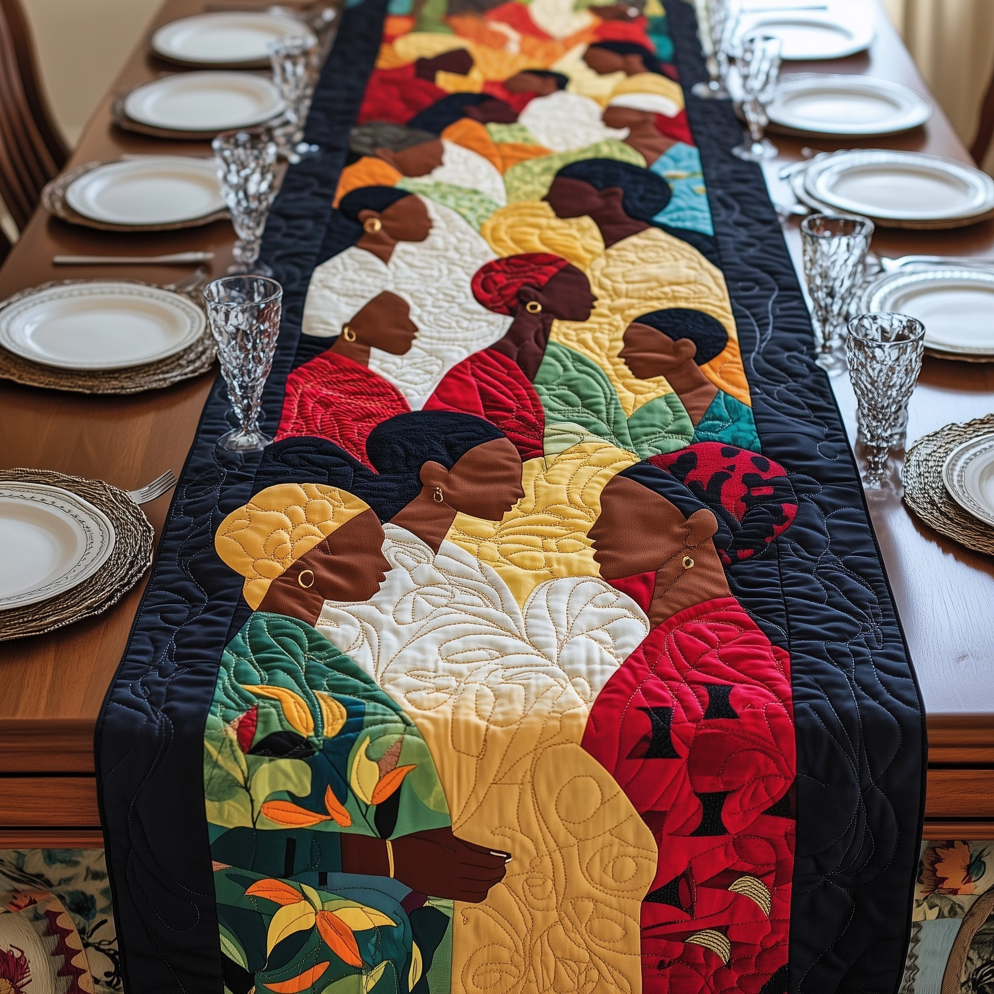 Juneteenth Quilted Table Runner Dining Room Centerpieces Melanin African American Gifts
