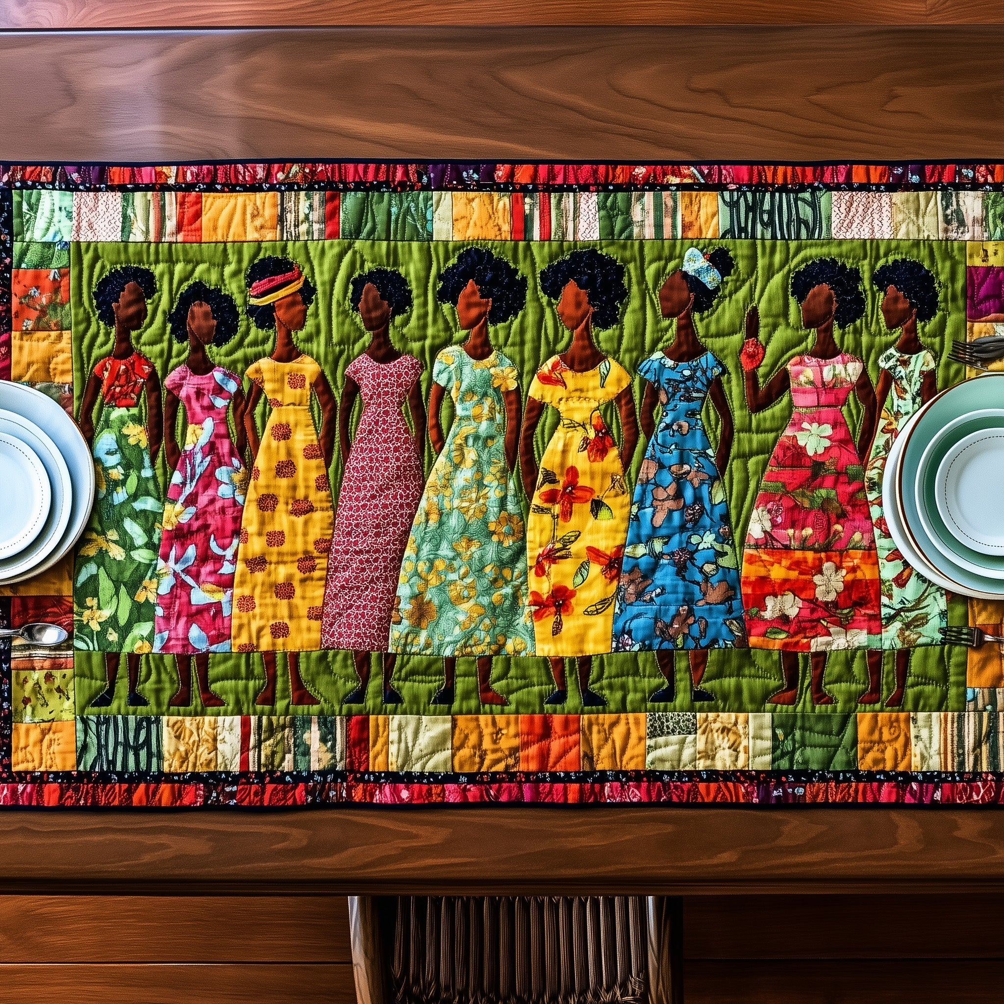 Juneteenth Quilted Table Runner Dining Room Table Decor African American Gifts For Her